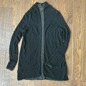 Eileen Fisher long black fishnet caridigan